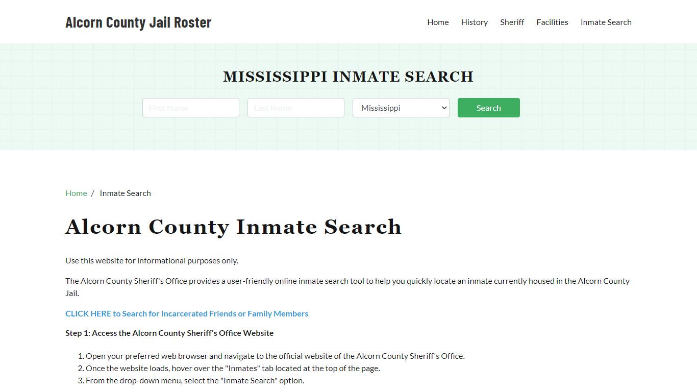 Alcorn County, MS Detainee Lookup