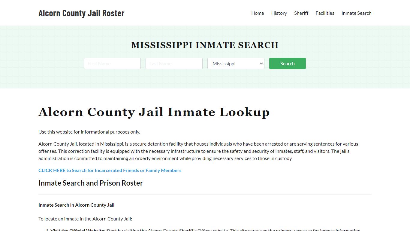 Alcorn County Jail Roster Lookup, MS, Inmate Search