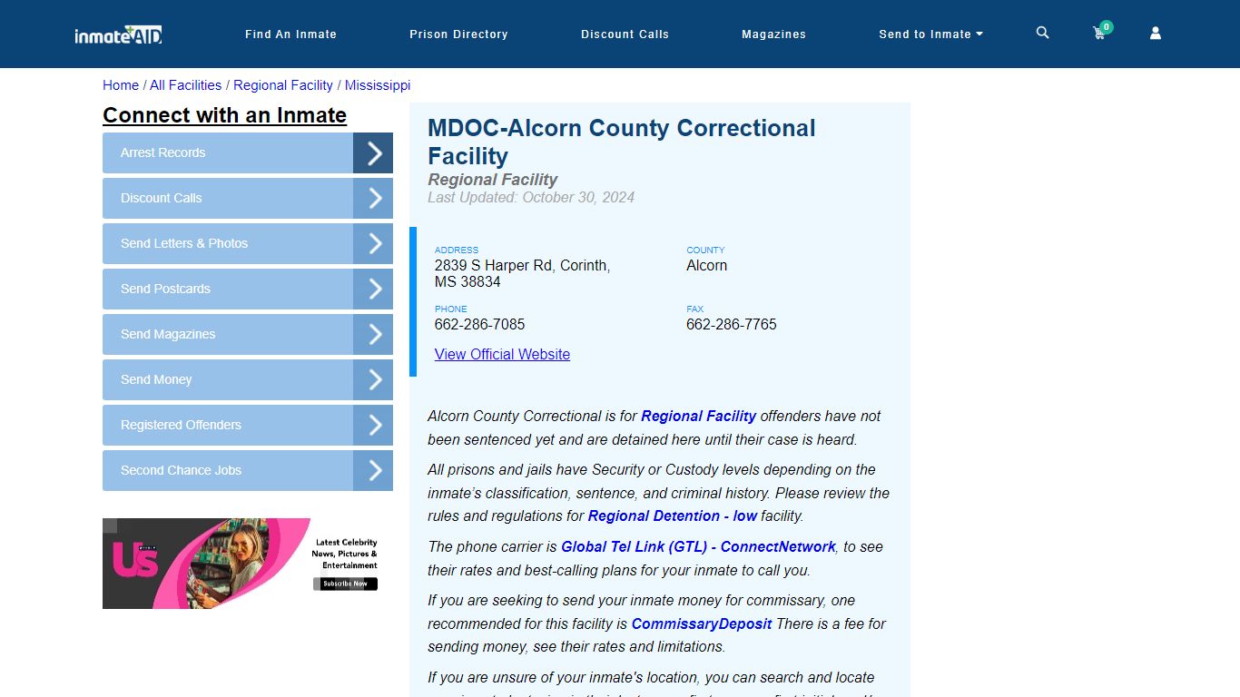 MDOC-Alcorn County Correctional Facility - Inmate Search